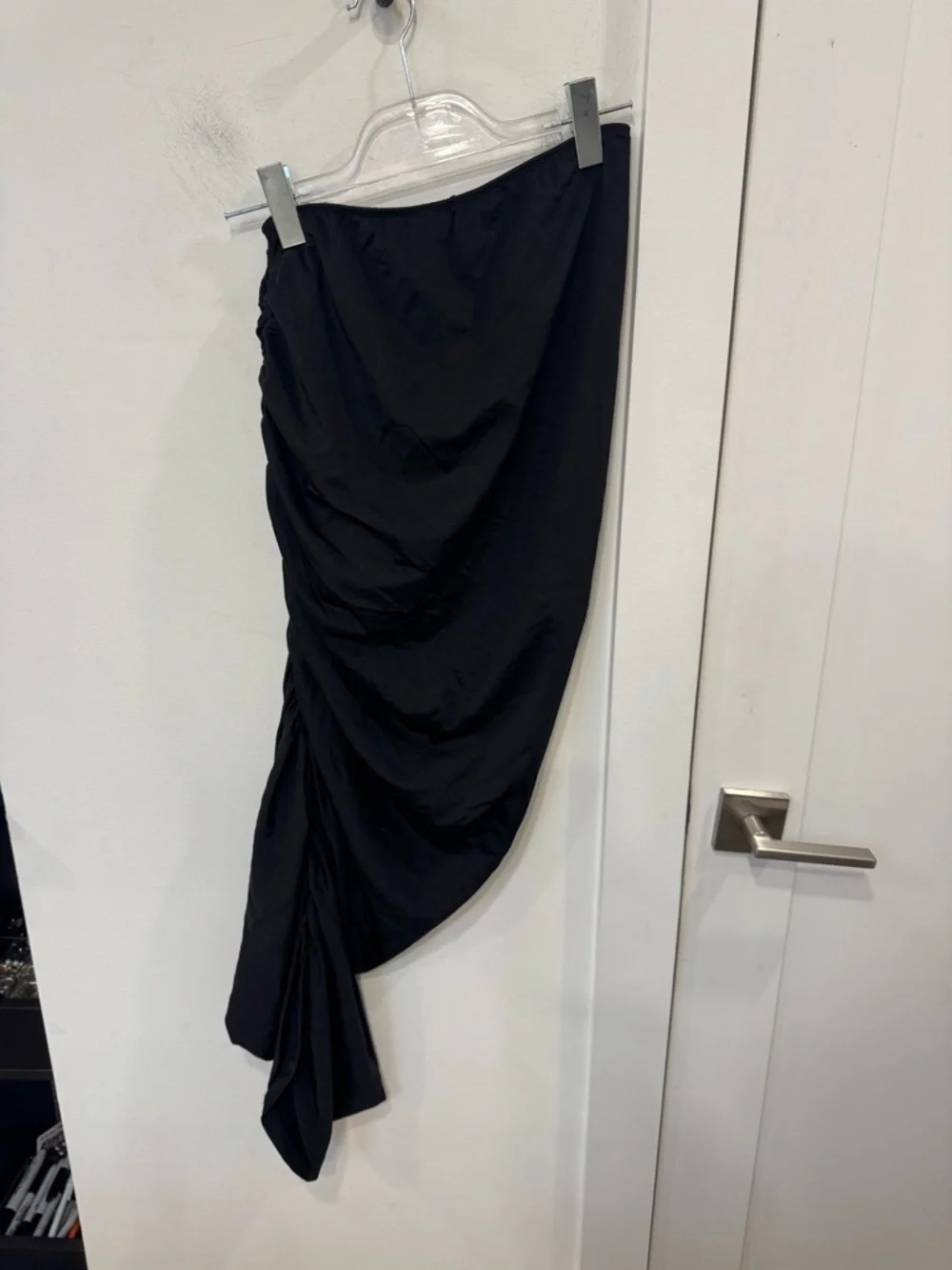 Lioness Black Ruched Asymmetric Midi Skirt - Picture 3 of 5